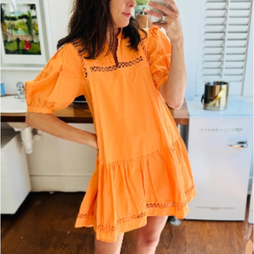 LaRoque Tangerine Puff Sleeve Dress